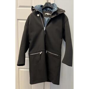 THE ARRIVALS: 2 Piece Outerwear Hooded Trench Coat Black Long Size Medium